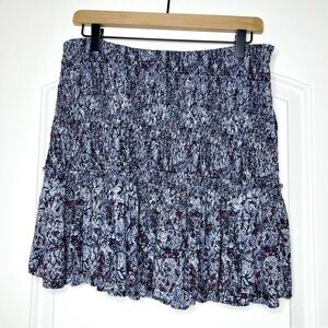 Free People blue paisley floral ruffle mini skirt size medium